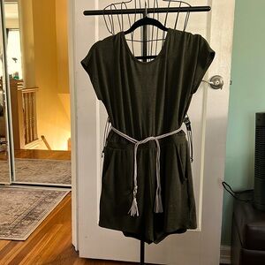 Light weight summer Olive Green Romper with side pockets!!!